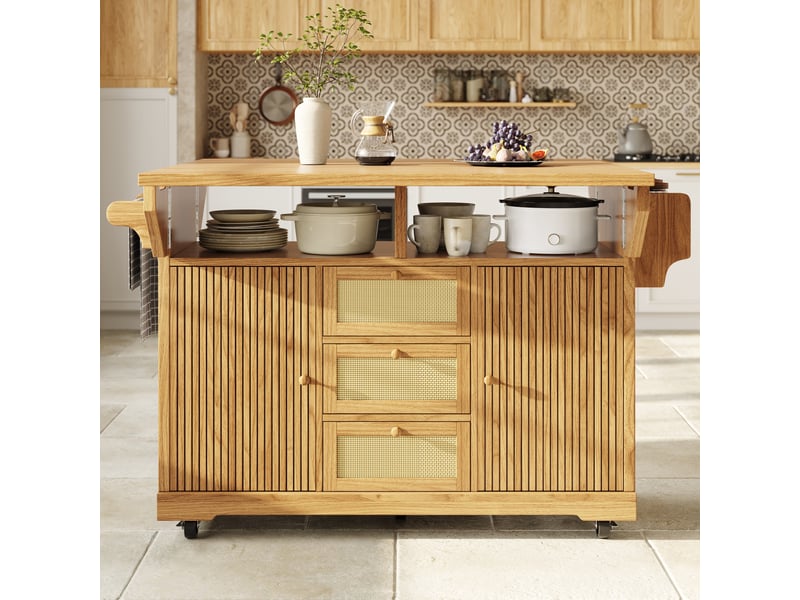  Desserte 2 portes 3 tiroirs coloris bois clair mdf  - Conforama D