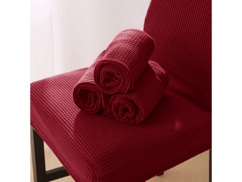  Lot de 4 housses de chaises de salle à manger, housses élastiques, adaptées à la décoration de réceptions de mariage bordeaux, lot de 4 pi XLH-ZLS-009386MF - Conforama C
