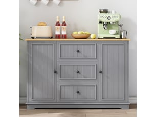 Buffet moderne gris meuble de rangement 3 tiroirs bahut salle à manger mdf 126x40x86 cm