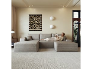 Canapé d'angle, canapé modulable, livré monté, design moderne, 270 cm, pour salon, chambre, appartement, assise profonde, camel