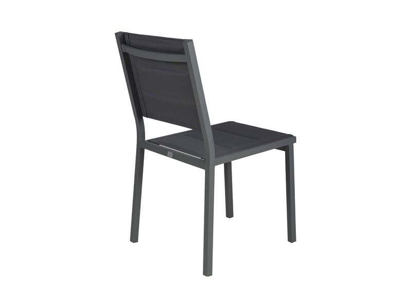 Lot de 4 chaises d'extérieur en textilène matelassé et aluminium gris - Conforama E