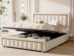 Lit coffre 140x190 cm <strong></strong>  <strong></strong> coloris beige