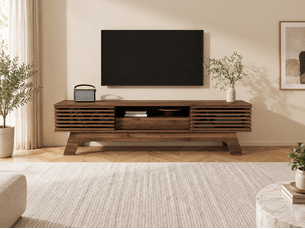 Meuble tv coloris bois foncé 150 cm <strong>BIQZUYA</strong>  <strong></strong>