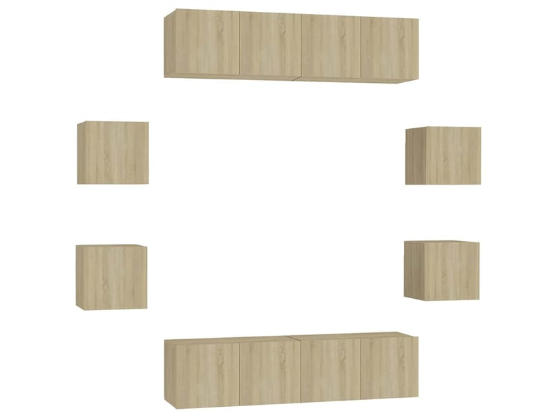  Ensemble de meubles tv 8 pcs chêne sonoma bois d'ingénierie shl5209  - Conforama A