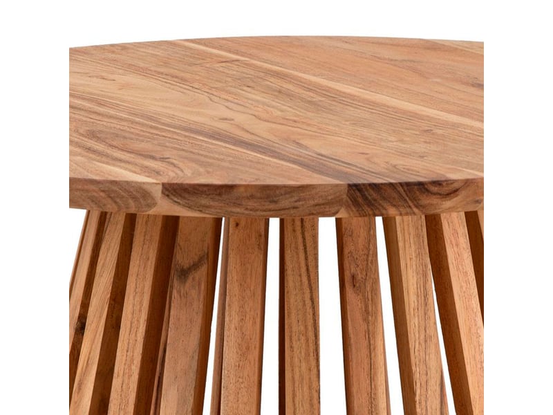 Table basse ronde 60x40 cm en bois d'acacia massif naturel  - Conforama D