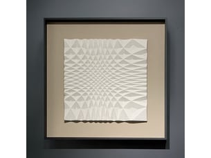 Tableau peinture à l'huile relief carré cadre aluminium noir - 50x50