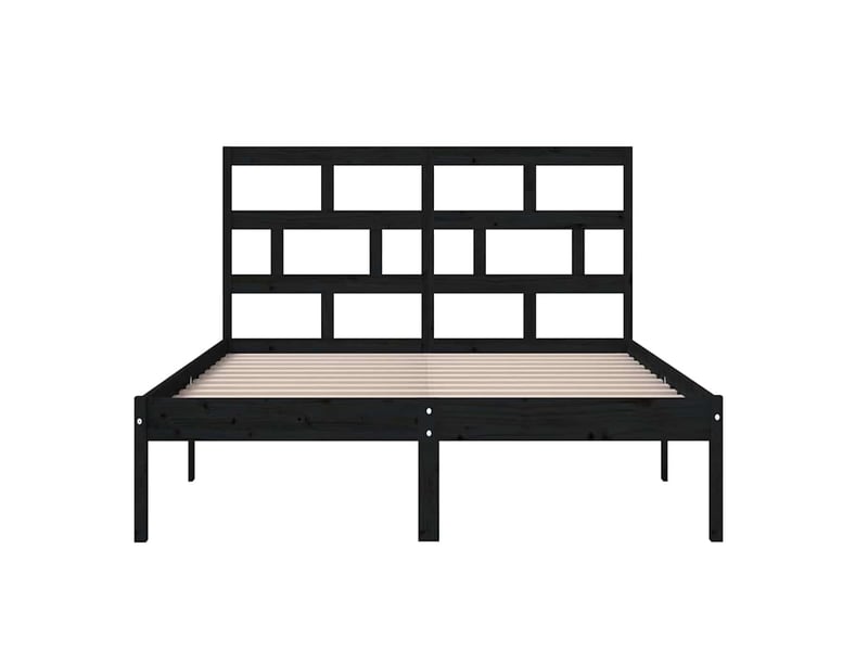  Lit double- lit adulte -  cadre de lit sans matelas noir bois massif  - Conforama C