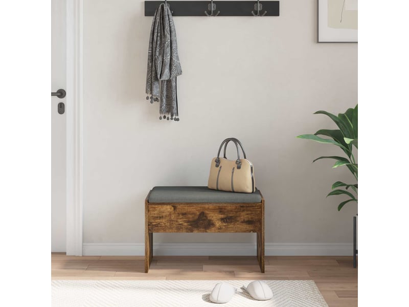  Banc d'entrée, banc interieur avec coussin chêne fumé 63x38x40 cm  - Conforama D