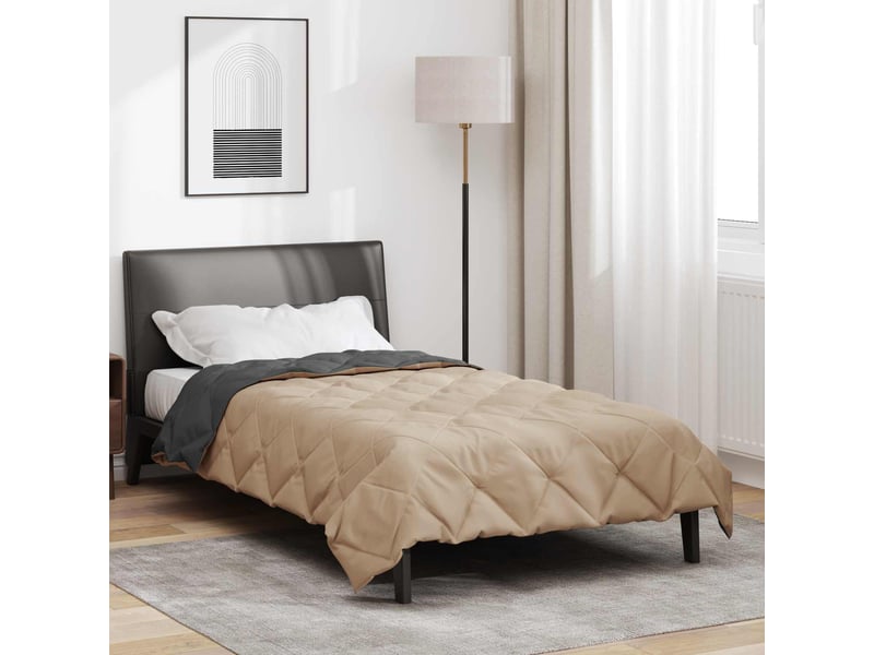  Duvet - couette d'été simple 200 x 135 cm été 200 gsm anthracite et taupe  - Conforama D