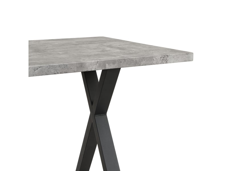 Table de salle à manger rectangulaire à pieds croisés en mdf et métal pour salle à manger gris et noir  - Conforama D
