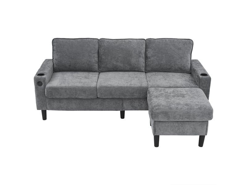 Canapé d'angle réversible fixe 4 pl lin gris canapé gris - Conforama A