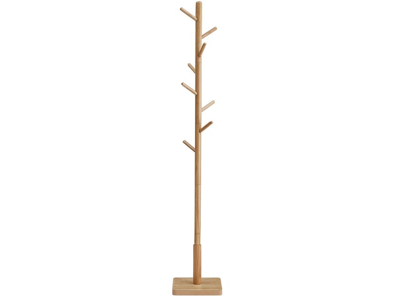  Portemanteau en bois d'hévéa 30 x 30 x 175 cm pour entrée couloir avec 8 crochets finition élégante en bois blanc 12_0010891  - Conforama A