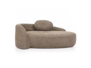 Canapé méridienne tissu bouclette - 170x96x62cm - banquette lounge arrondie avec coussin mousse haute densité - marron
