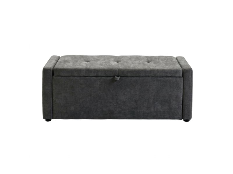  Banc de rangement gris foncé 122 cm en lin, coffre bout de lit  - Conforama A