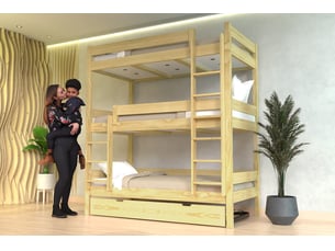 Lit superposé 80x190 cm ABC MEUBLES TRI480-M coloris bois foncé