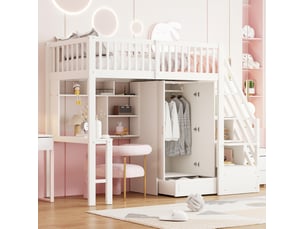 Lit mezzanine 90x200 cm <strong>HAVRYA</strong>  <strong></strong> coloris blanc