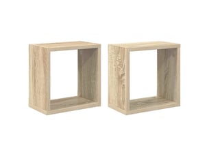 Lot de 2 étagères cube murales, armoires de rangement chêne sonoma 26x15x26 cm cf42733