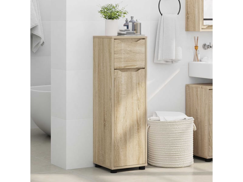  Cabinet de salle de bain, meuble de rangement chêne sonoma 30.5x30x101 cm  - Conforama D