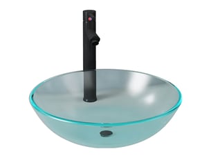 Lavabo de bain, vasque à poser avec robinet et drain à poussoir verre trempé cf65645