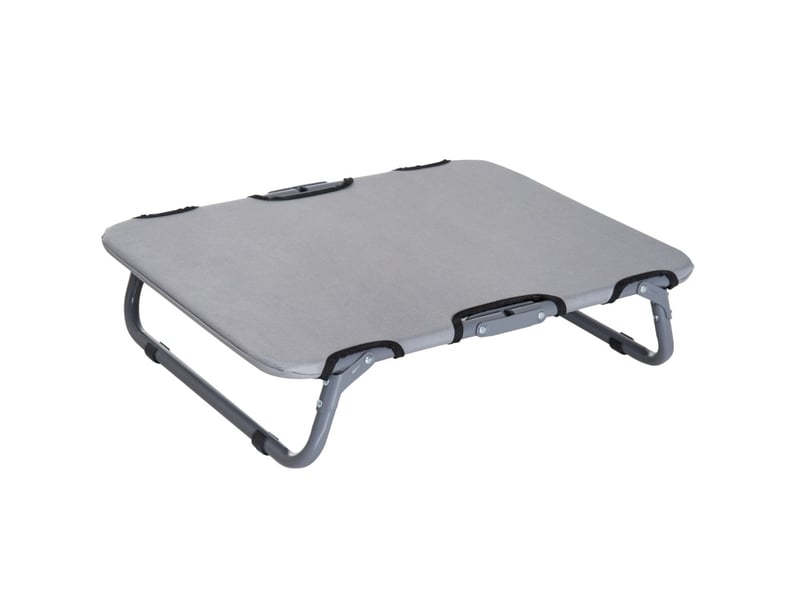  Lit pliant surélevé pour félins 59x46x15 cm – gris – acier et tissu oxford 600d, usage en extérieur  - Conforama A