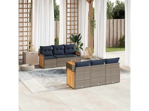 Vidaxl ensemble de canapé de jardin 7 pcs avec coussins gris résine tressée