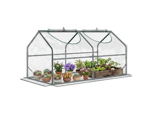 Mini serre de jardin avec 2 fenêtres à enroulement et bâche en pvc anti-uv, 120 x 60 x 60 cm, transparente
