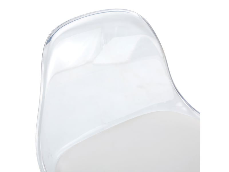  Lot de 2 tabourets de bar réglables, pivotement à 360°, dossier transparent, pieds métal blanc, hauteur 82–104 cm  - Conforama E