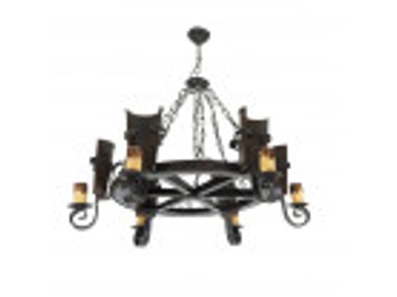  Suspension rustique ABRILA Cantina 6 lumières E27 marron rustique, métal résine et polycarbonate, hauteur réglable 40-75 cm 92.528/6 - Conforama B
