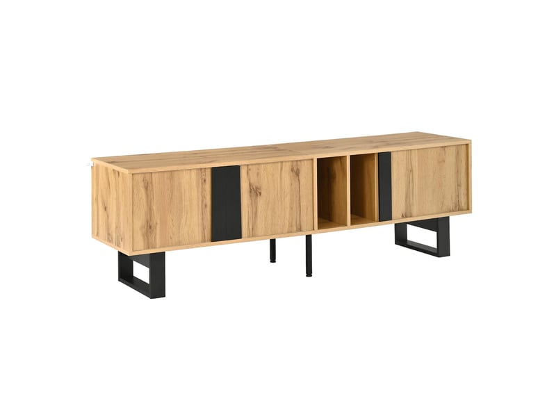  Meuble tv 3 portes et 2 niches avec passe-câbles 160 x 40 x 50 cm GL1467N - Conforama A