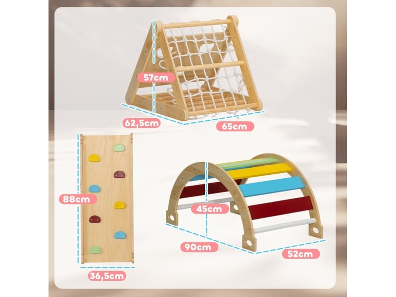  Triangle d'escalade intérieur 7 en 1 168x62,5x57 cm bois multicolore  - Conforama E