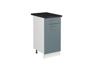 Vicco meuble bas sous-évier, bleu-grisblanc, 40cm plan de travail anthracite