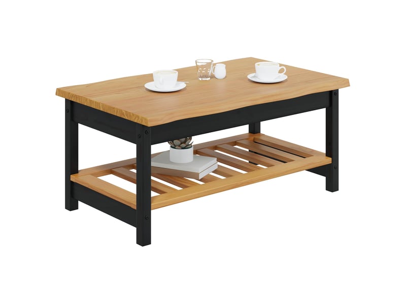  Table basse - table de salon - table à thé ekai noir 100 x 60 x 45,5 cm bois de pin massif  - Conforama C