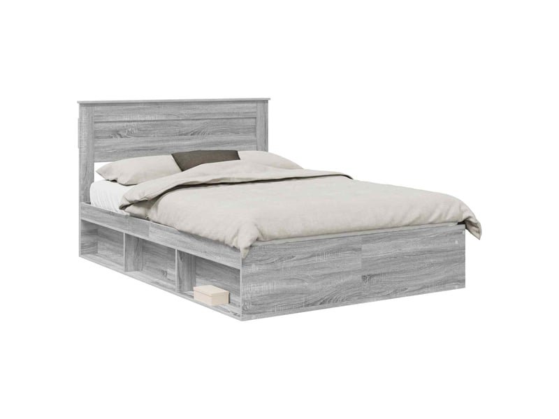  Lit double- lit adulte -  cadre de lit gris sonoma 140 x 190 cm bois de pin massif  - Conforama A