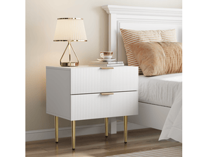 Table de chevet tcqpz moderne blanche à 2 tiroirs 53 x 41,5 x 52,5 cm mdf et panneaux de particules