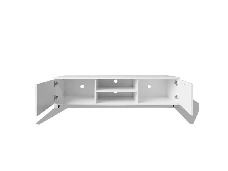  Meuble tv - banc tv - meuble de rangement blanc brillant 140x40,5x35 cm  - Conforama D