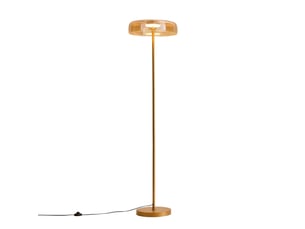 Lampadaire doré contemporain verre ambré led 165 cm - riccardo