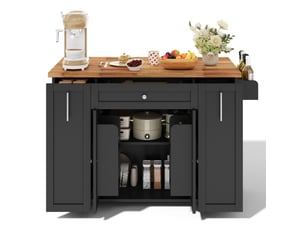 Desserte de cuisine 120x45x87 cm plateau rabattable mdf noir et naturel