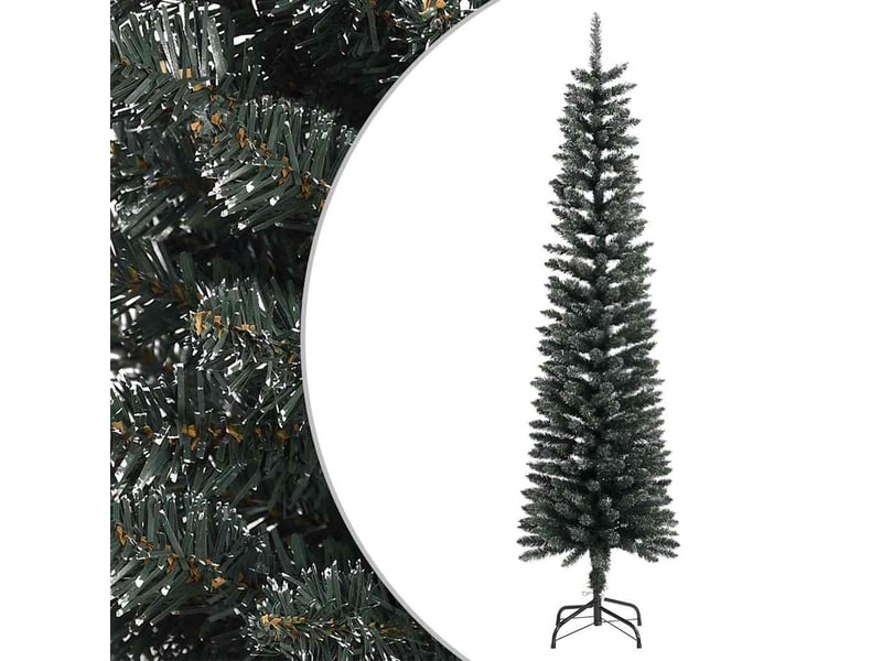  Sapin de noël artificiel, arbre de noël mince avec support vert 180 cm pvc shl5960  - Conforama B