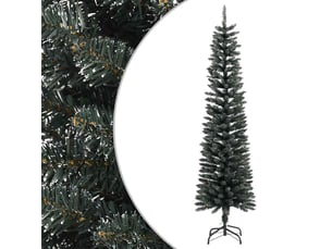 Sapin de noël artificiel, arbre de noël mince avec support vert 180 cm pvc shl5960