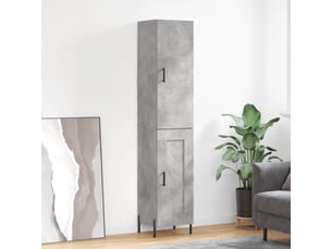 Buffet haut - bahut - meuble de rangement gris béton 34,5x34x180 cm bois d'ingénierie