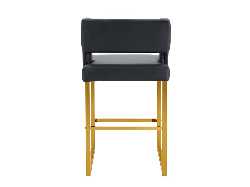  Lot de 2 tabourets de bar 53x48x91 cm, chaises hautes avec assise carrée, meuble cuisine, pieds en métal doré, pu noir  - Conforama R