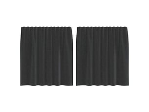 Lot de 2 rideaux en voile, voilages avec passants noir cf44450