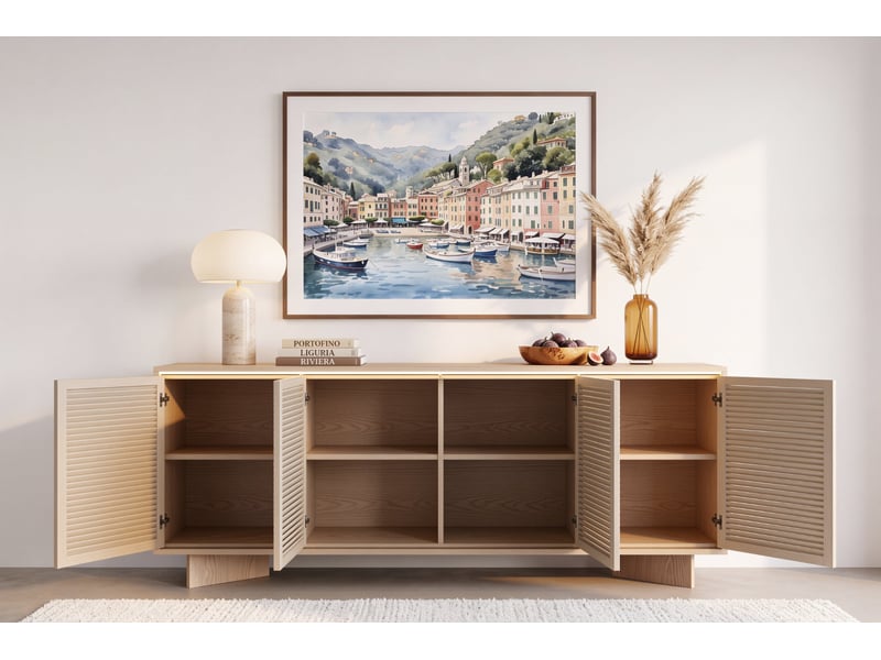  Gobi - buffet 204 cm melaminé beige  - Conforama D