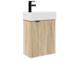 Meuble de rangement salle de bain avec robinet chêne sonoma shl5529