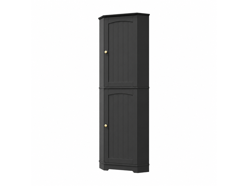  Meuble de cuisine muvano noir, meuble d’angle compact avec deux portes et étagères réglables  - Conforama A