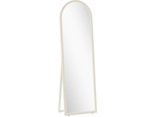 Miroir sur pied 50 x 160 cm blanc à cadre arqué, verre trempé anti-éclats et installation sans montage