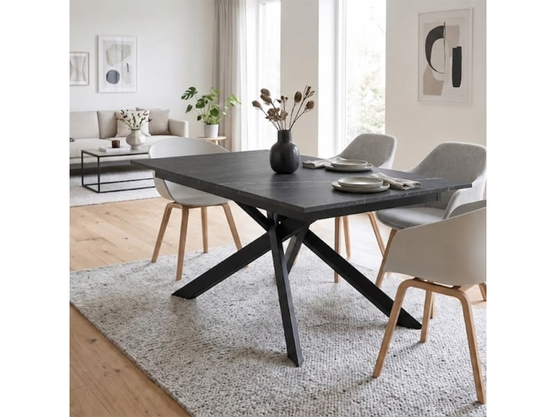  Table extensible en mélaminé avec structure noire 140190x90 pluto - anthracite  - Conforama D