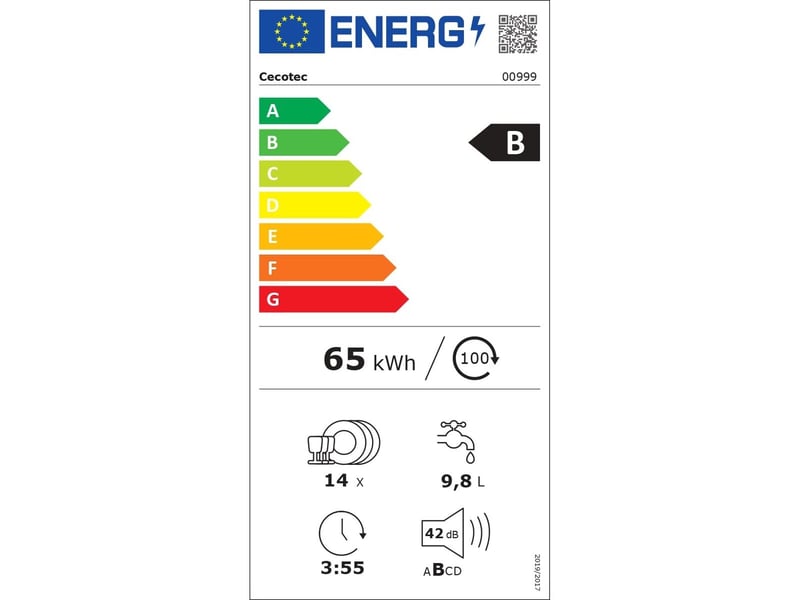 Cecotec lave-vaisselle intégrable aguazero 8001 full bi b 14 couvert blanc 60 cm - Conforama E