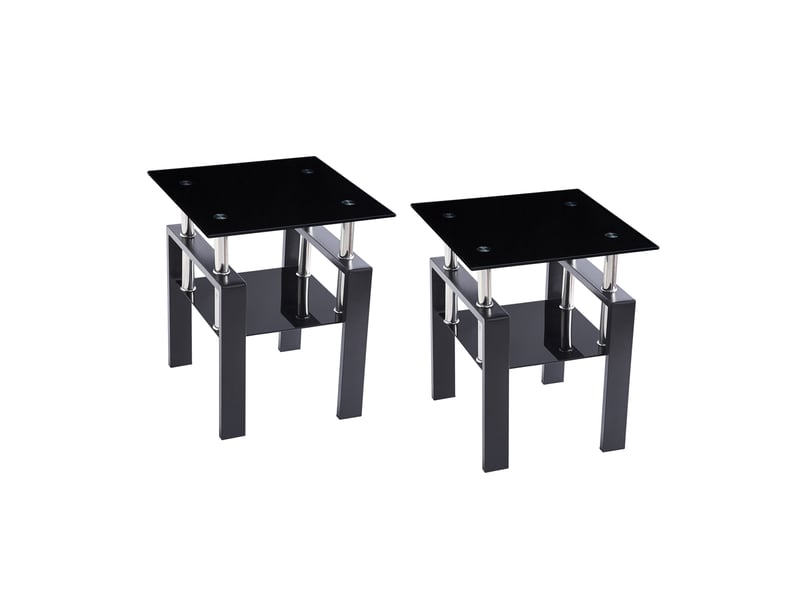  Lot de 2 tables d'appoint en verre trempé 45 x 45 cm evryae  - Conforama A
