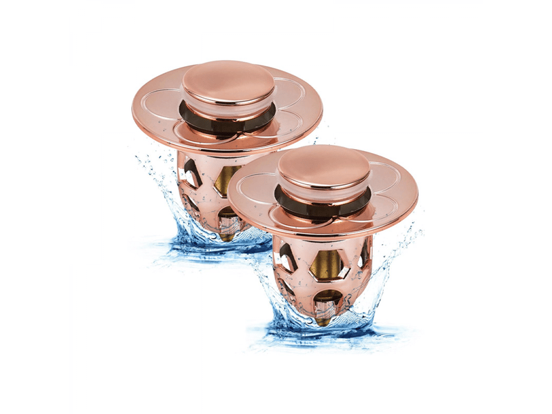  Bouchon de vidange universel pour lavabo de salle de bain, lot de 2, or rose (convient aux trous de 34 à 40 mm)  - Conforama A